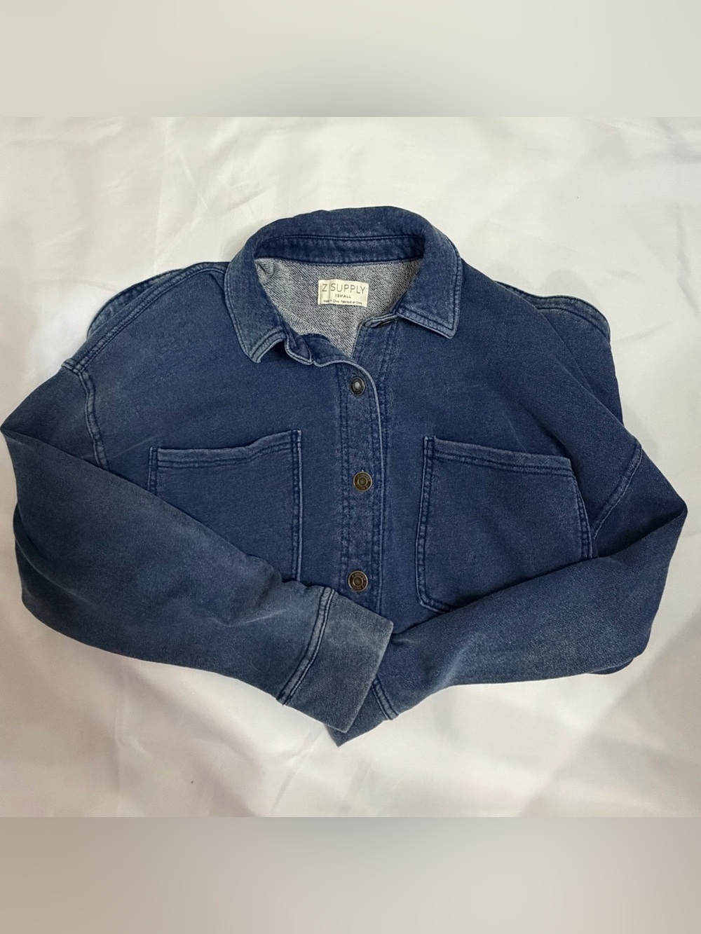Z Supply All Day Cropped Knit Denim Jacket - Picture 5 of 9